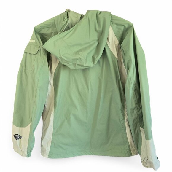 Columbia Womens XL Green Outdoor Hooded Rain Jacket Zip Front - Picture 3 of 16